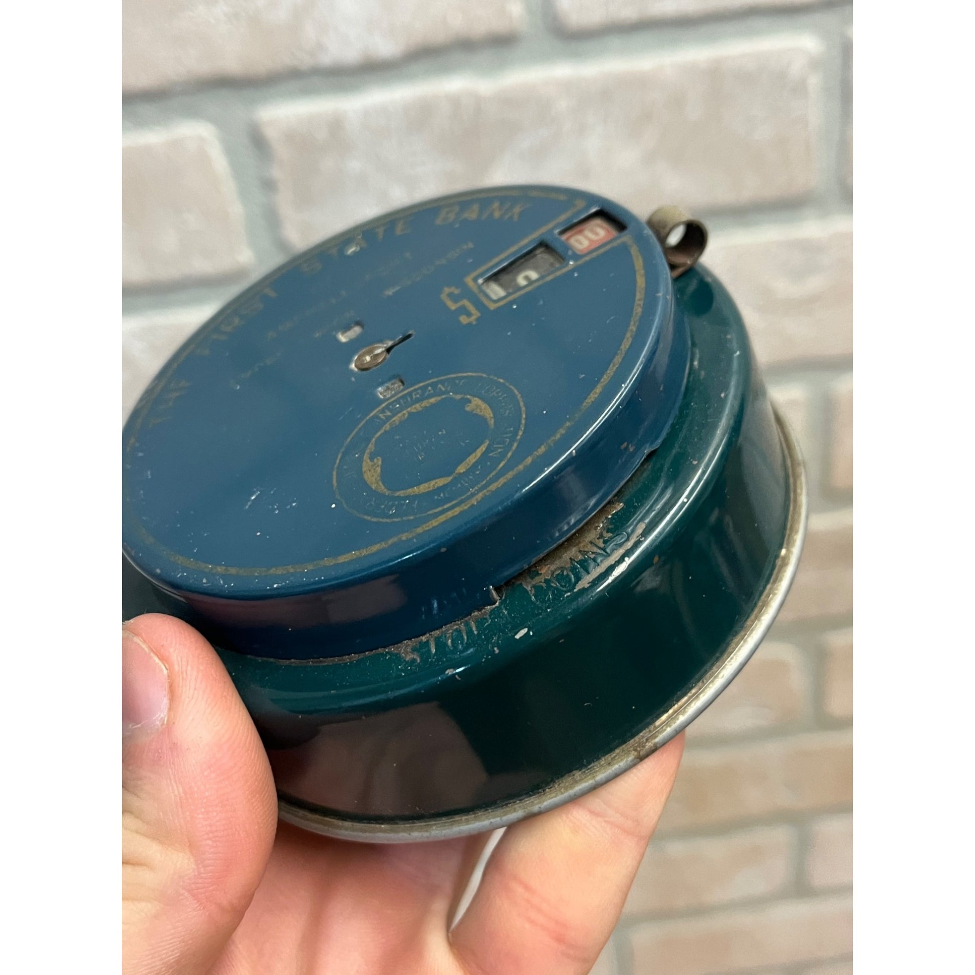 Vintage Add-O-Bank Metal Coin Bank Campbellsport Wis WI Wisconsin - NO KEY