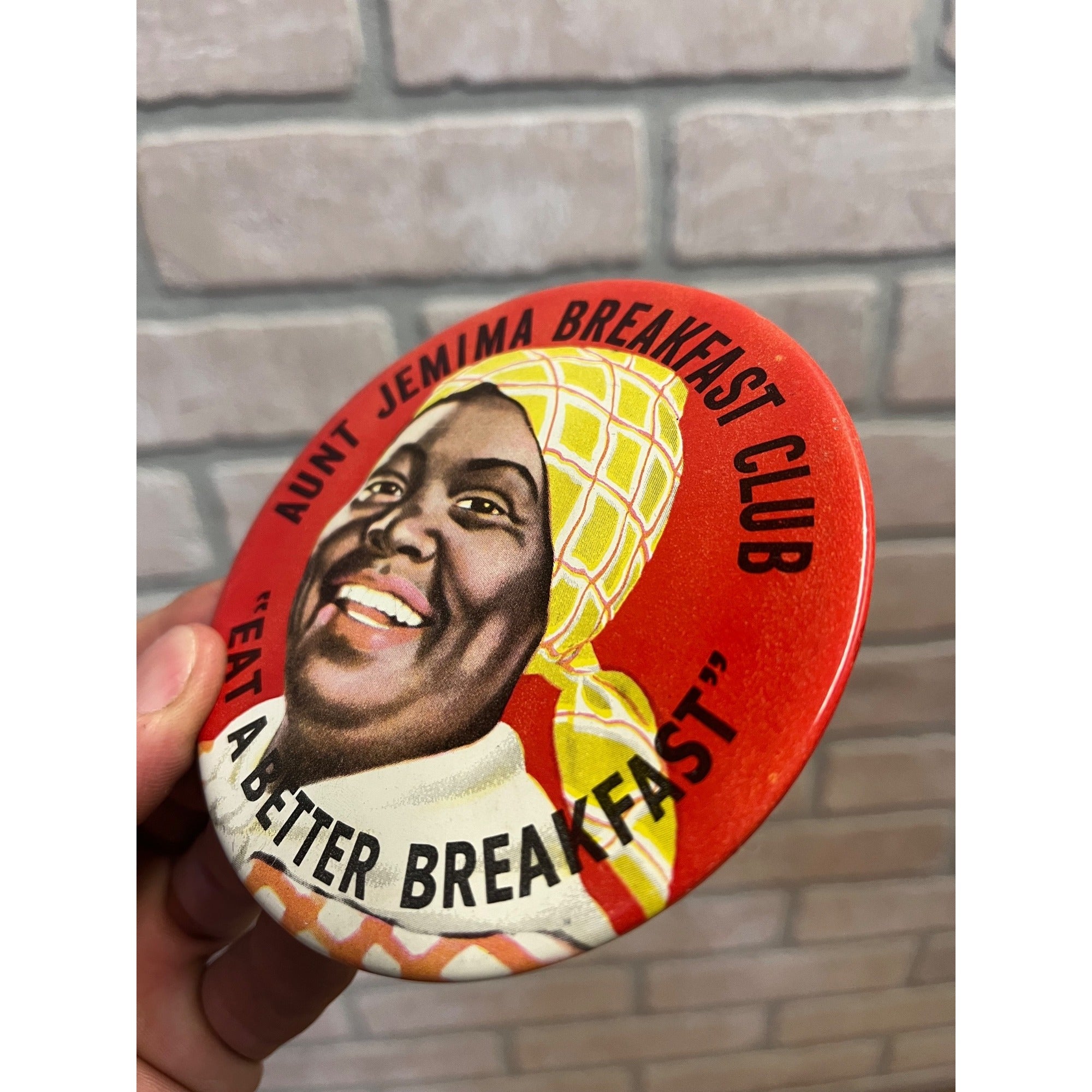 Vintage 1930s Aunt Jemima Breakfast Club "Eat A Better Breakfast" Black Americana Pinback Button