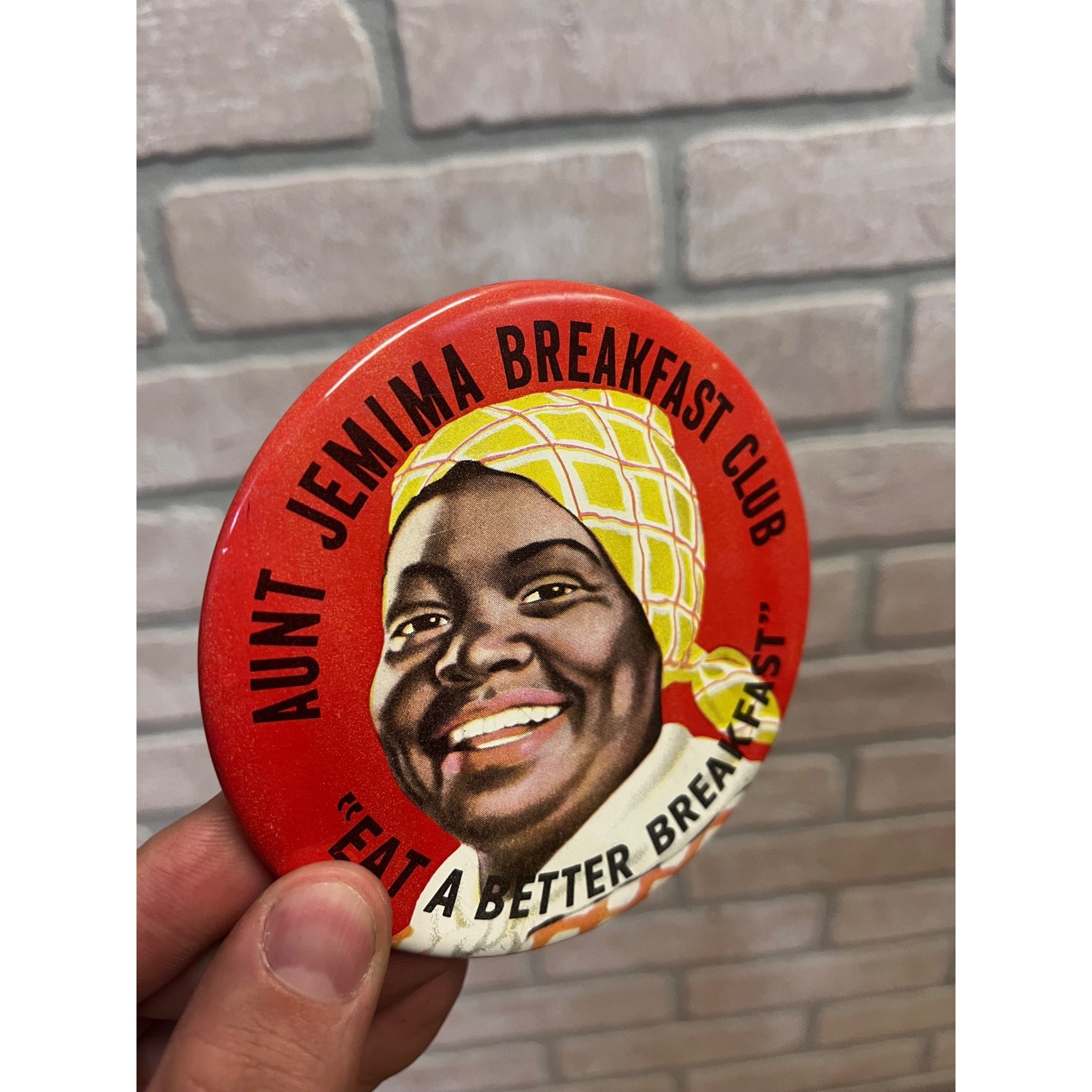 Vintage 1930s Aunt Jemima Breakfast Club "Eat A Better Breakfast" Black Americana Pinback Button