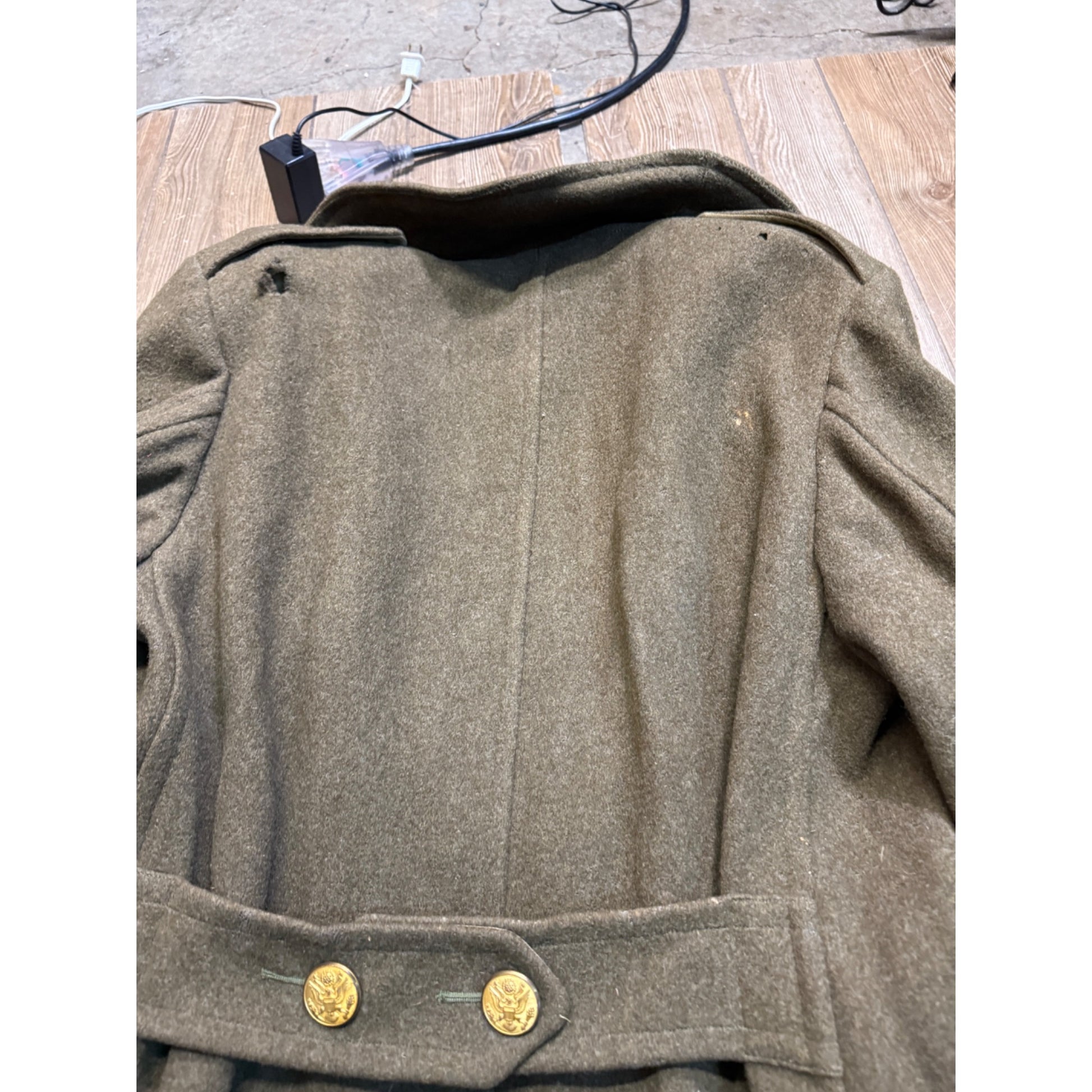 Vintage WW2 era US Army Wool Overcoat Trench Coat Military Korean War