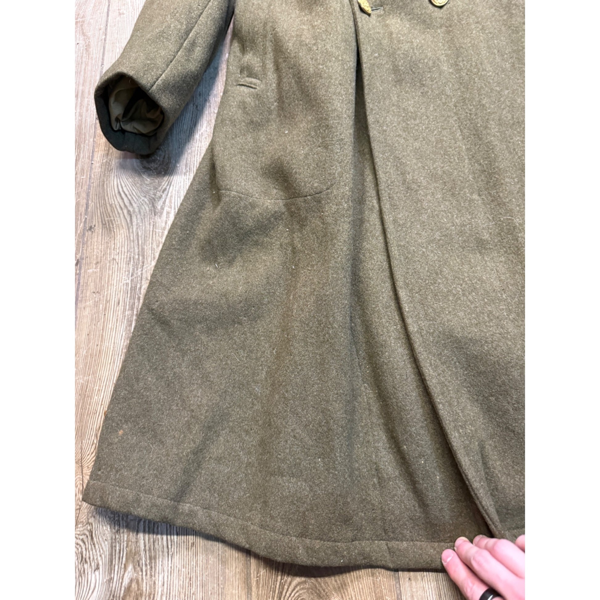 Vintage WW2 era US Army Wool Overcoat Trench Coat Military Korean War