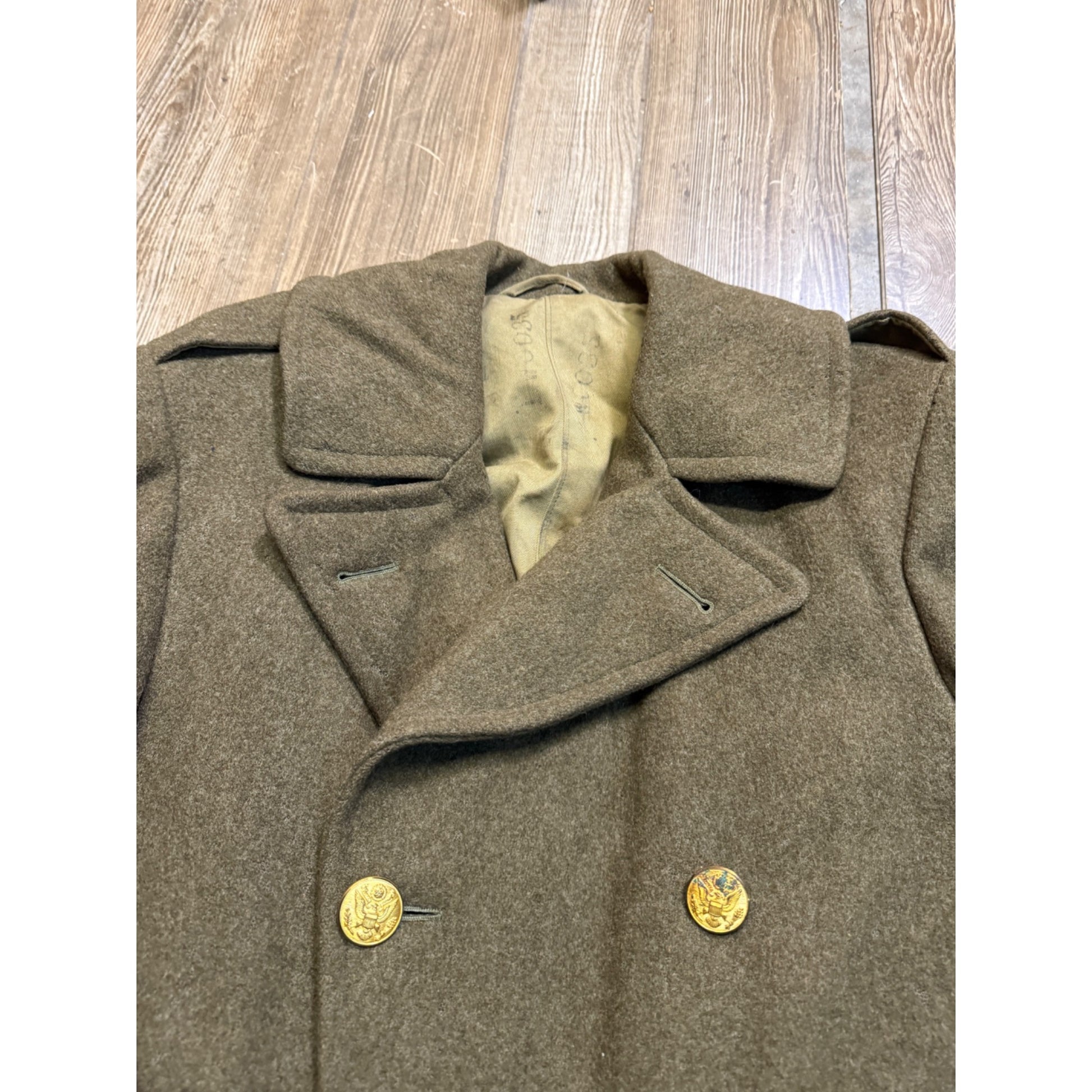 Vintage WW2 era US Army Wool Overcoat Trench Coat Military Korean War