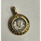 Vintage Miniature John F. Kennedy JFK 1917-1963 Memorial Coin Pendant Charm 2cm