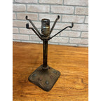 Antique Art Nouveau Table Desk Lamp Cast Iron Red and Blue 1930s Arts & Crafts