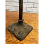 Antique Art Nouveau Table Desk Lamp Cast Iron Red and Blue 1930s Arts & Crafts