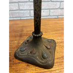 Antique Art Nouveau Table Desk Lamp Cast Iron Red and Blue 1930s Arts & Crafts