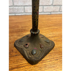 Antique Art Nouveau Table Desk Lamp Cast Iron Red and Blue 1930s Arts & Crafts
