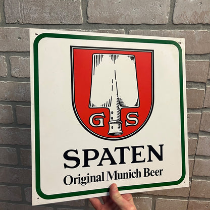 Vintage Spaten Munich German Beer Bar Pub Tavern Sign Plastic 13.5" x 13.5"