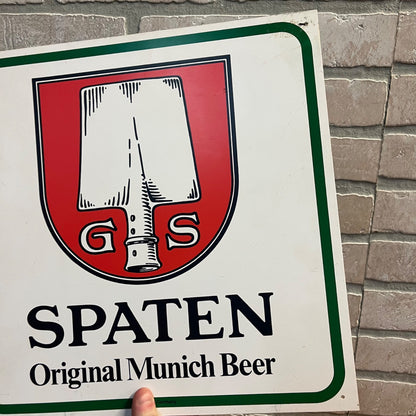 Vintage Spaten Munich German Beer Bar Pub Tavern Sign Plastic 13.5" x 13.5"