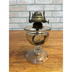 Antique Lomax Glass Oil Finger Lamp With Brass Banner Burner Pat Sep 20 1870