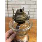 Antique Lomax Glass Oil Finger Lamp With Brass Banner Burner Pat Sep 20 1870