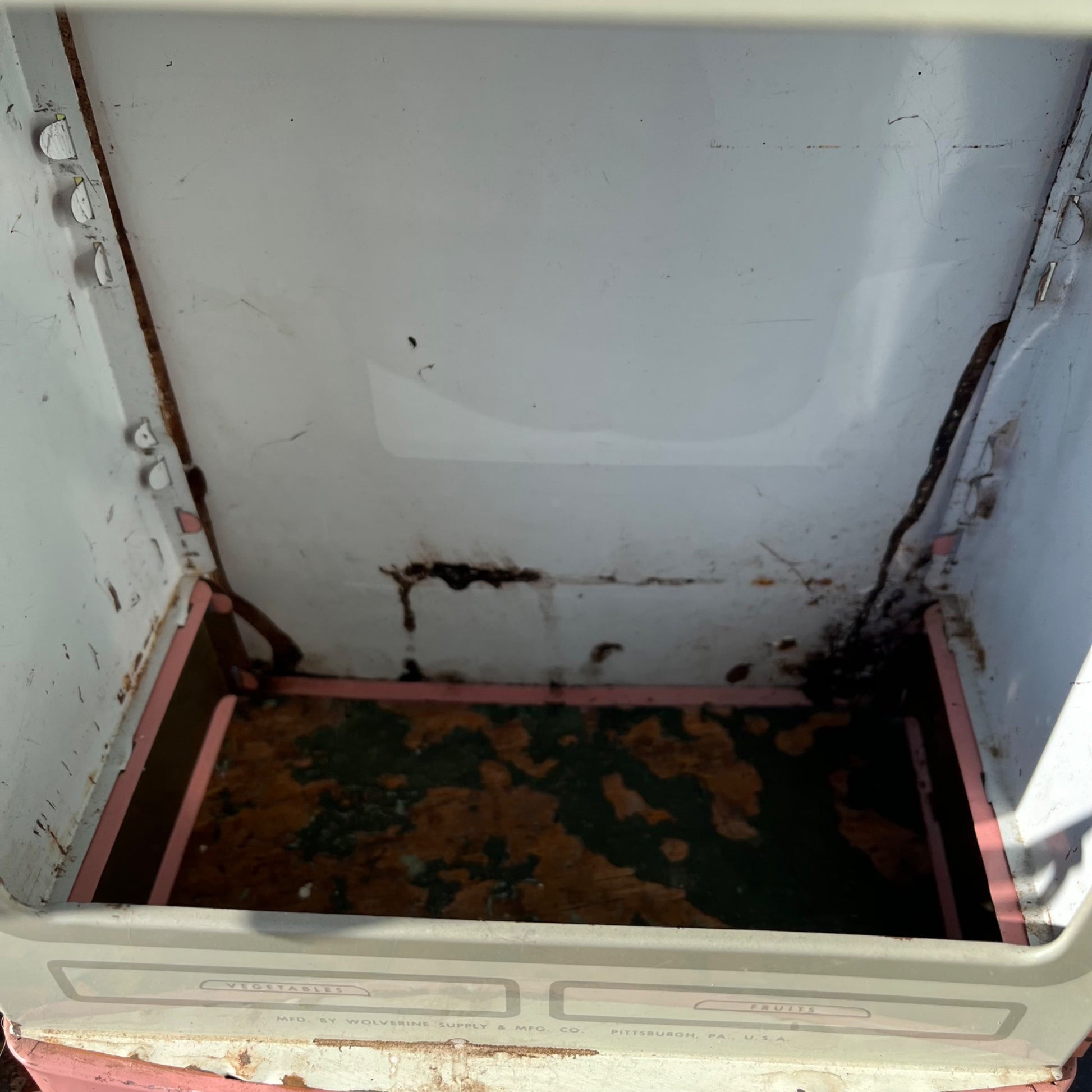 Vintage 50’s Wolverine Toy Kitchen Fridge Appliance Pink Tin Metal Play Set Oven