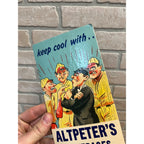 Vintage 1940s Altpeter's Beverage Baseball Heavy Cardboard Bottle Topper NOS NEW