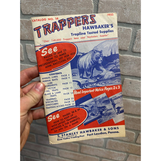 Vintage 1952 Hawbakers Trappers Supplies Catalog Fort Loudon Penn Pa Traps Lures