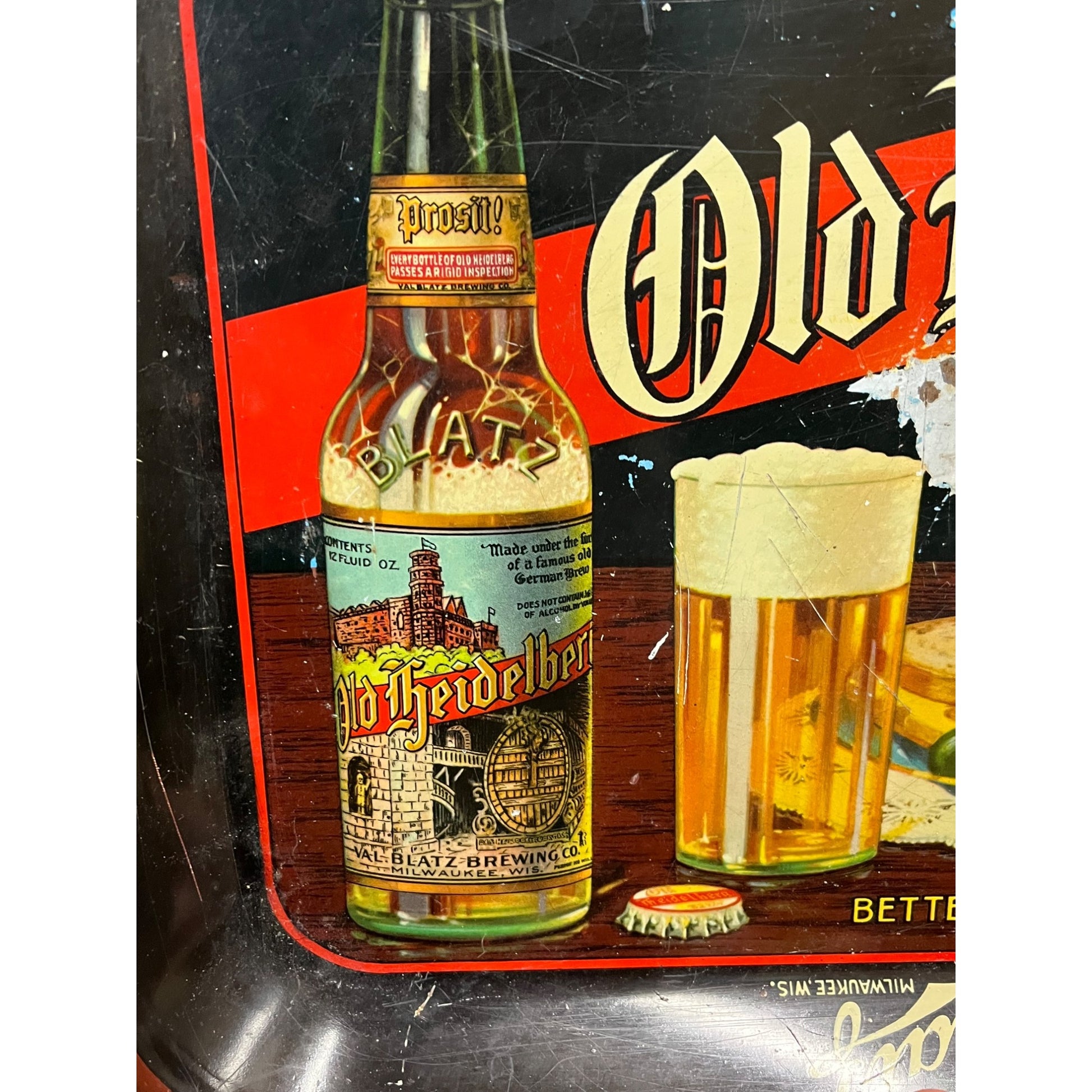 Vintage 1930s Blatz Old Heidelberg Beer Tray Milwaukee Wisconsin