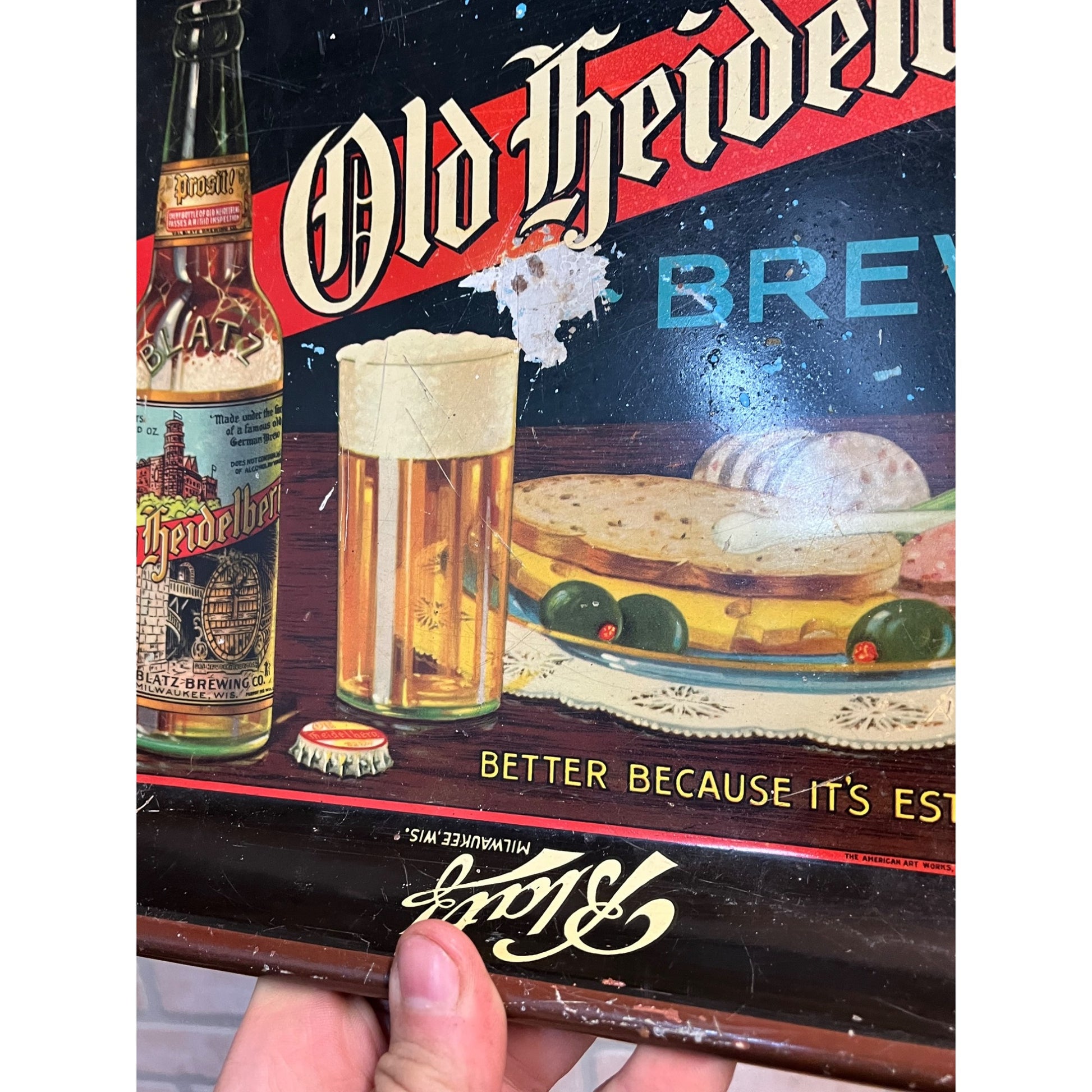 Vintage 1930s Blatz Old Heidelberg Beer Tray Milwaukee Wisconsin