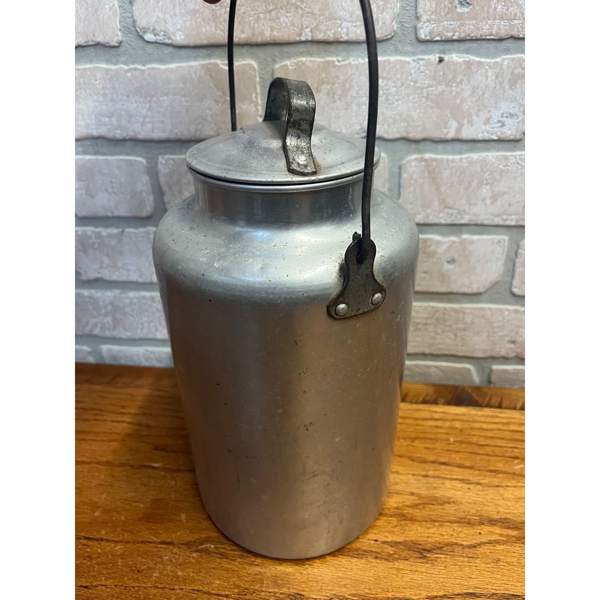 Vintage Priscilla Ware Aluminum 4 Quart Cream Milk Can Pail w/ Handle Farmhouse