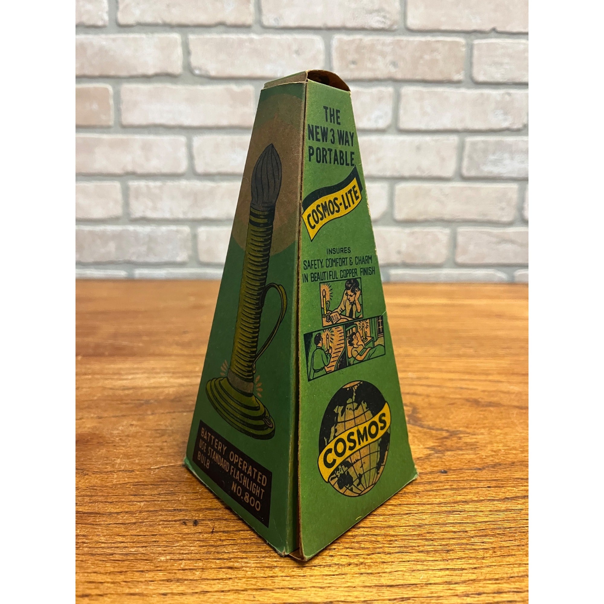 RARE Vintage 1950s Cosmos-Lite Candle Stick Flashlight Lift-Light w/ Box