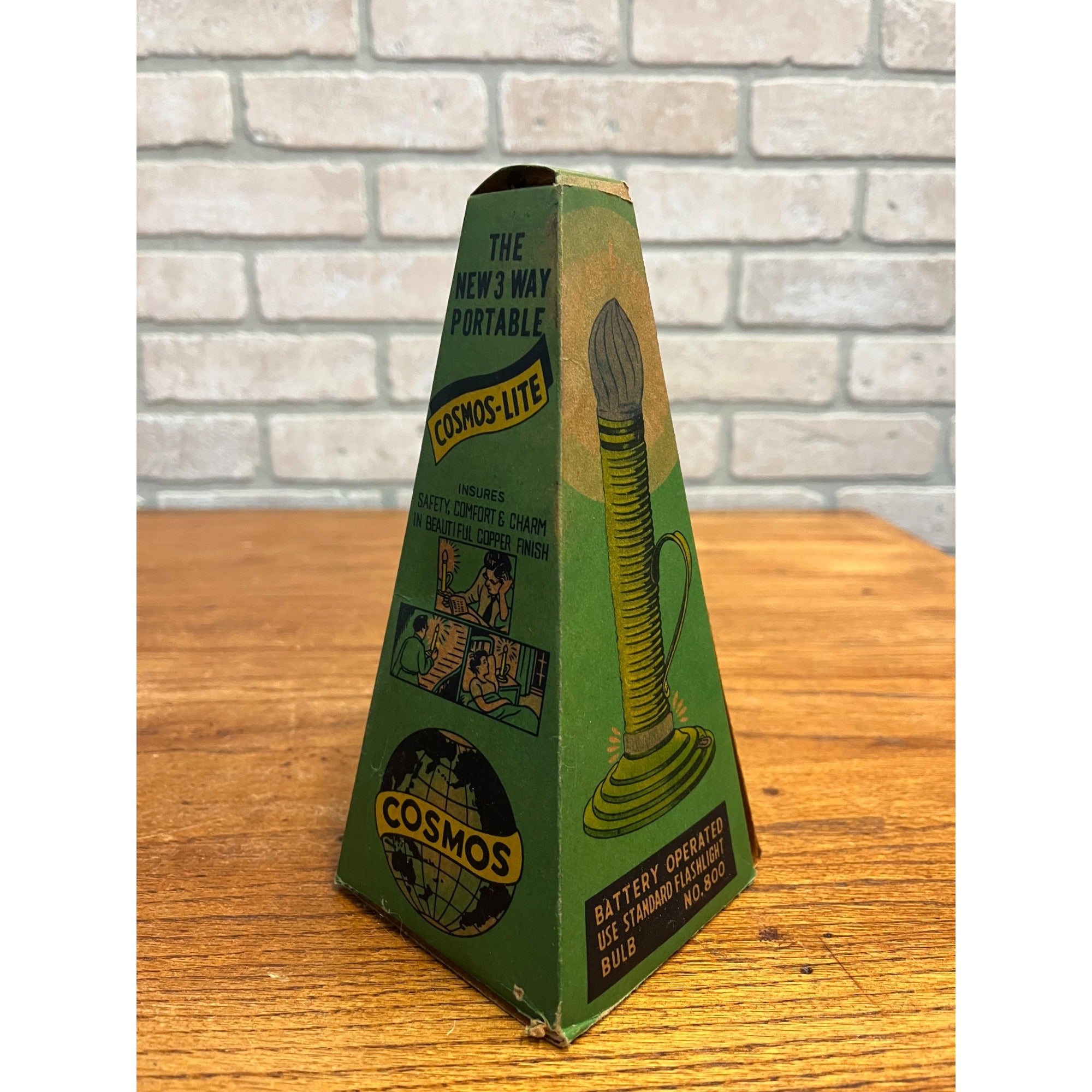 RARE Vintage 1950s Cosmos-Lite Candle Stick Flashlight Lift-Light w/ Box