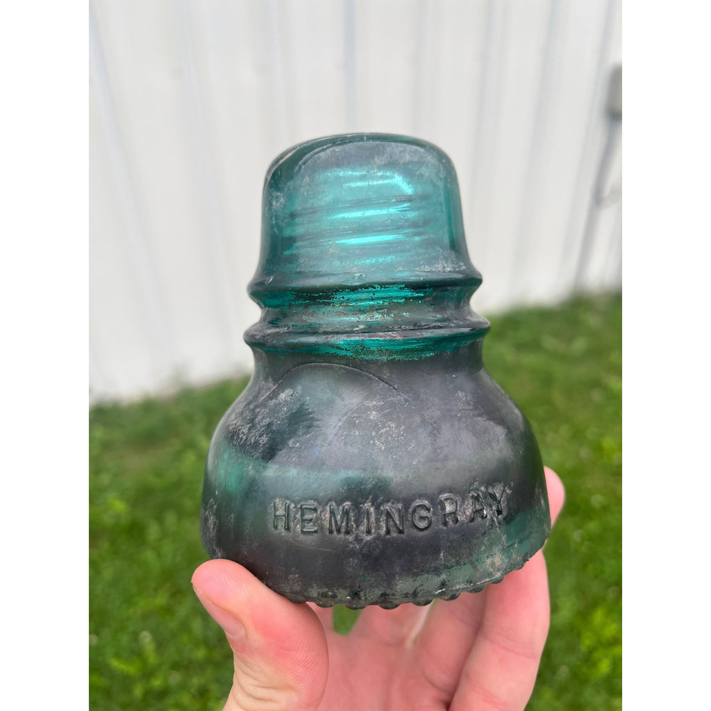 Antique Hemingray No. 40 Aqua Blue Green Glass Telephone Insulator