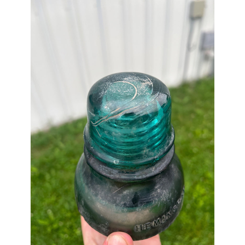 Antique Hemingray No. 40 Aqua Blue Green Glass Telephone Insulator