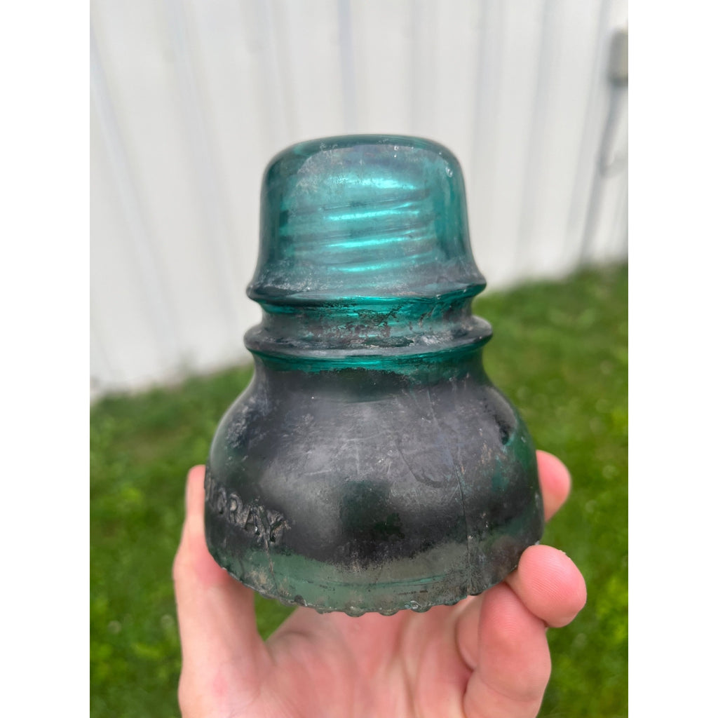 Antique Hemingray No. 40 Aqua Blue Green Glass Telephone Insulator