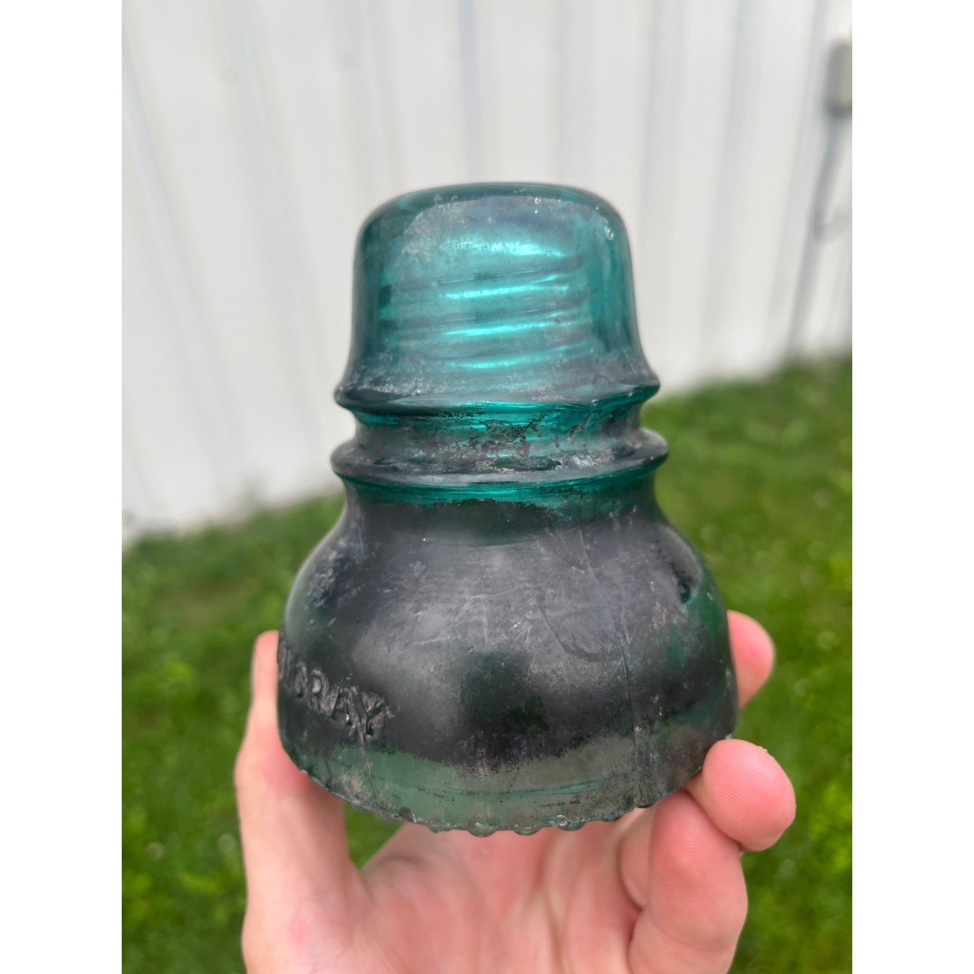 Antique Hemingray No. 40 Aqua Blue Green Glass Telephone Insulator