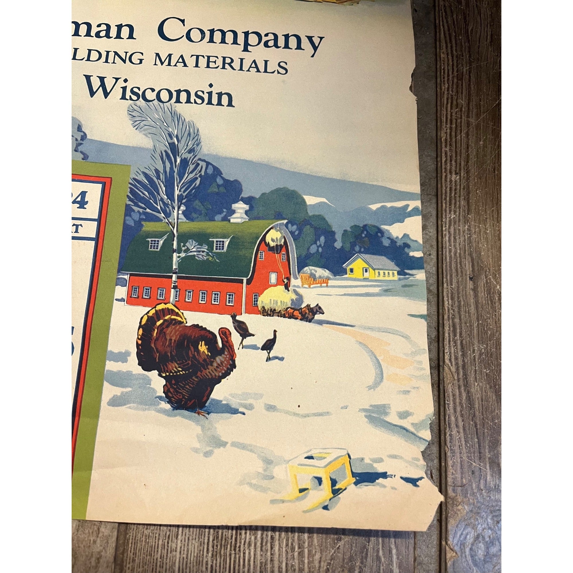 1920s Advertising Calendar Poster Fuller Goodman Farm Barn Dairy Scene