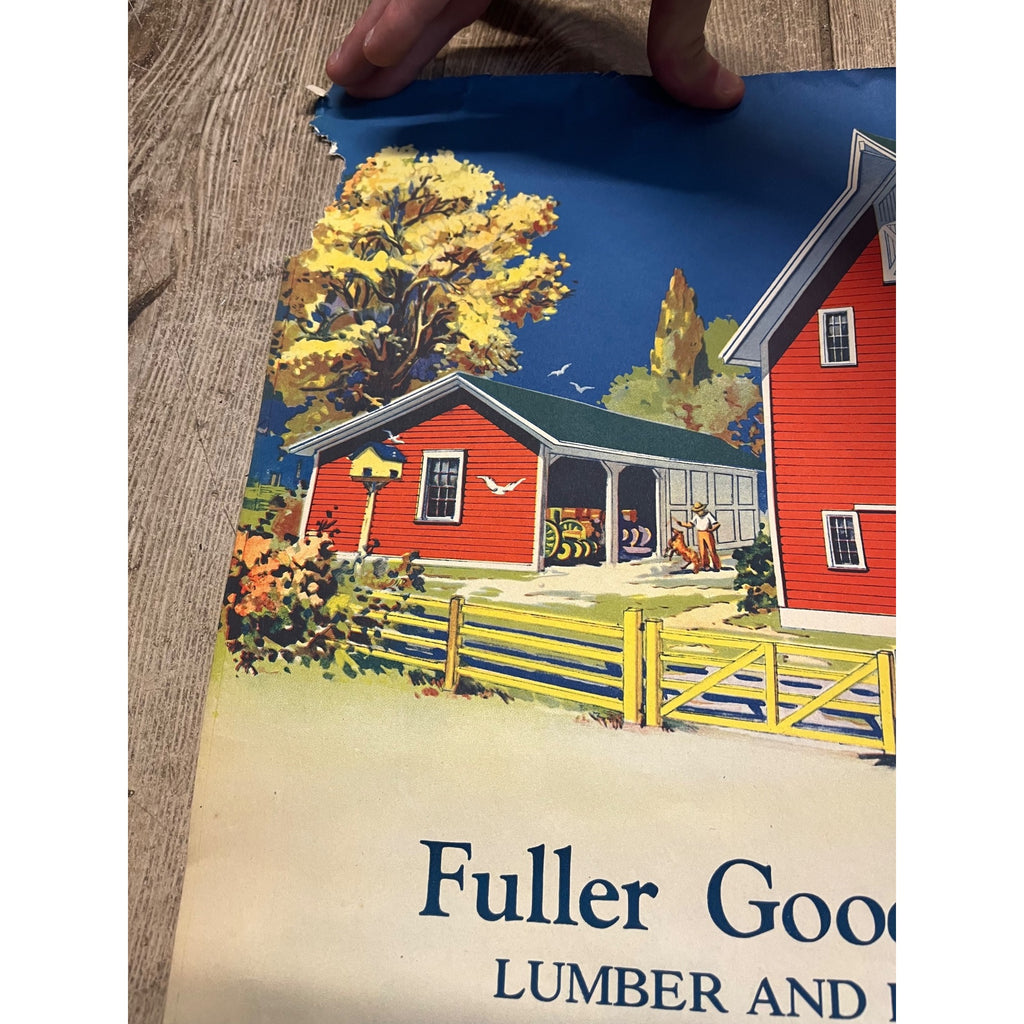 1920s Advertising Calendar Poster Fuller Goodman Farm Barn Dairy Scene