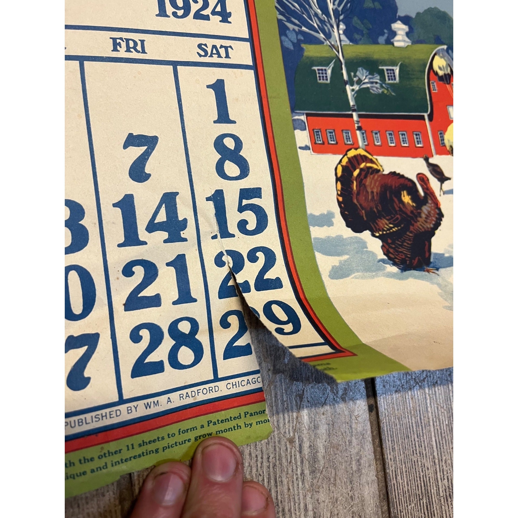1920s Advertising Calendar Poster Fuller Goodman Farm Barn Dairy Scene