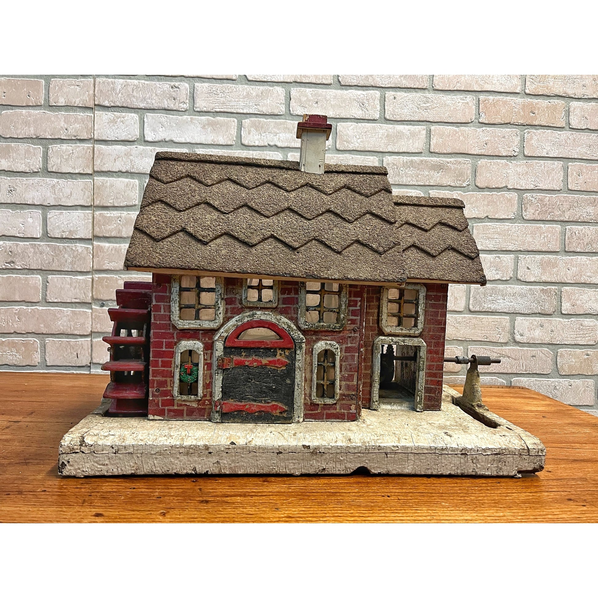 Antique Old Handmade Folk Art Wooden Primitive LARGE Lighted Christmas House