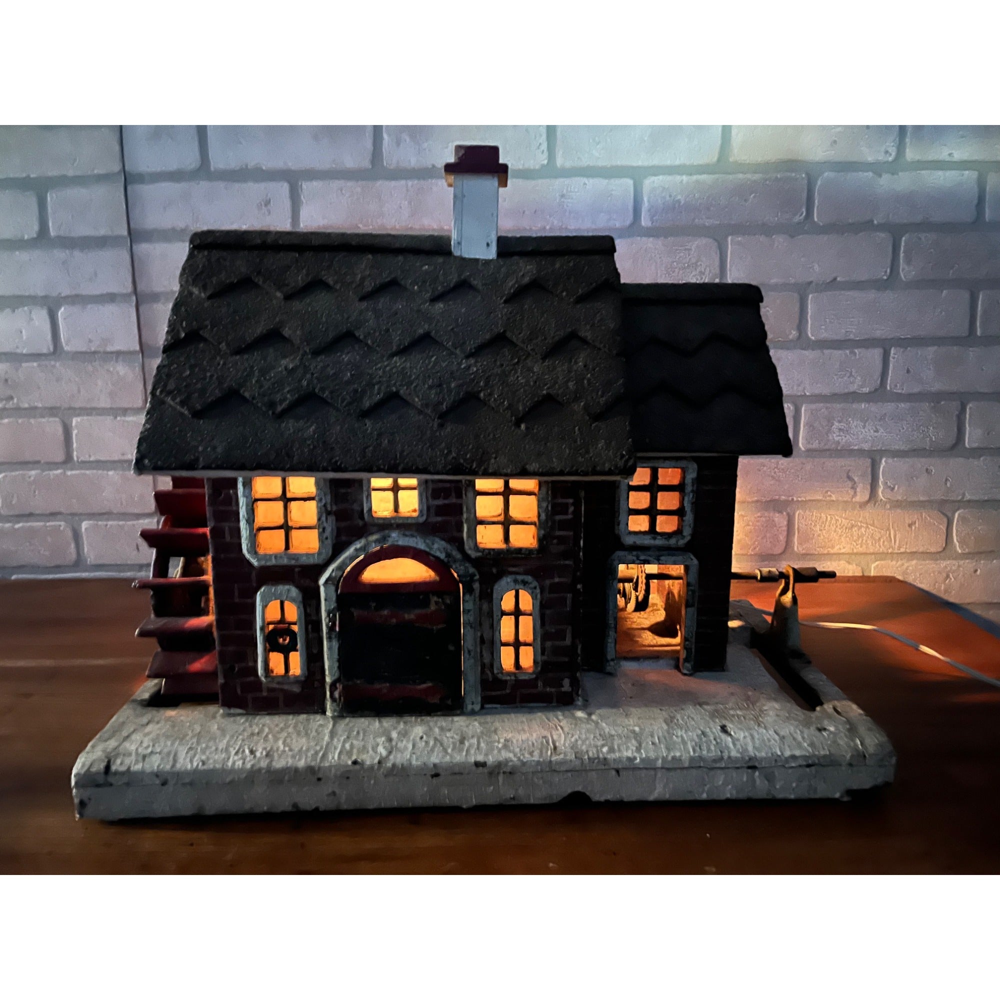 Antique Old Handmade Folk Art Wooden Primitive LARGE Lighted Christmas House