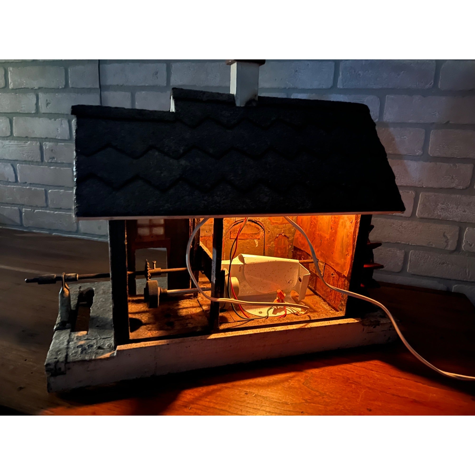 Antique Old Handmade Folk Art Wooden Primitive LARGE Lighted Christmas House