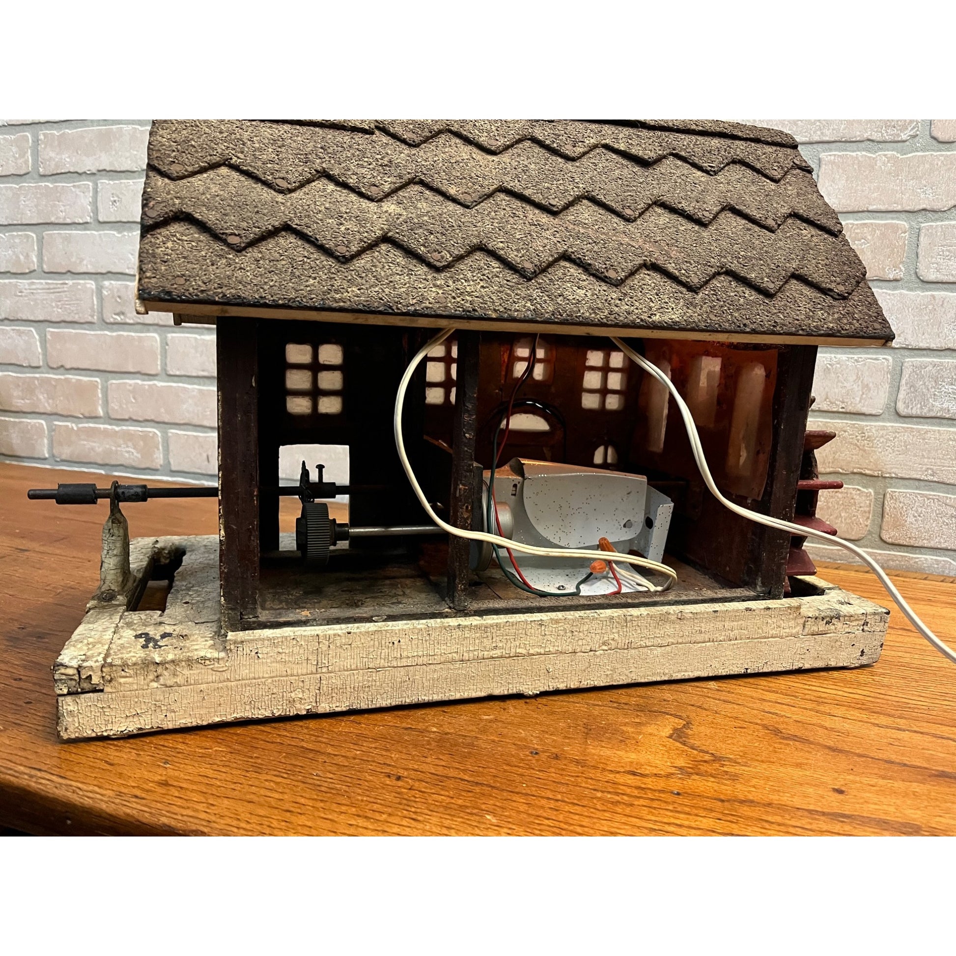 Antique Old Handmade Folk Art Wooden Primitive LARGE Lighted Christmas House