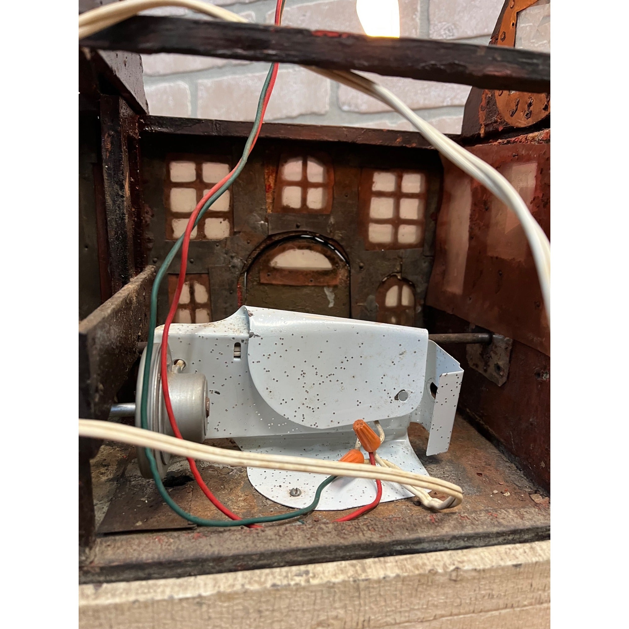 Antique Old Handmade Folk Art Wooden Primitive LARGE Lighted Christmas House