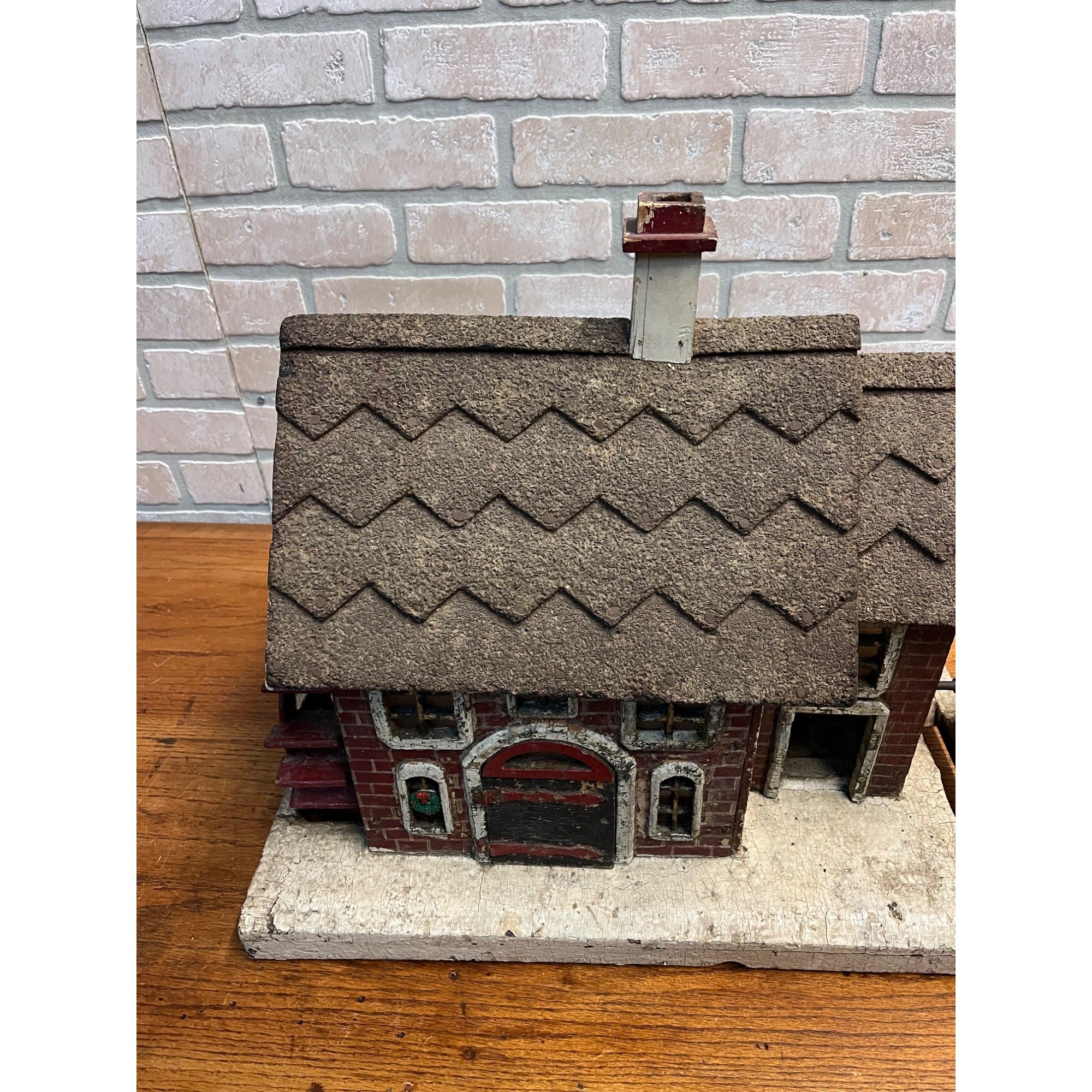 Antique Old Handmade Folk Art Wooden Primitive LARGE Lighted Christmas House