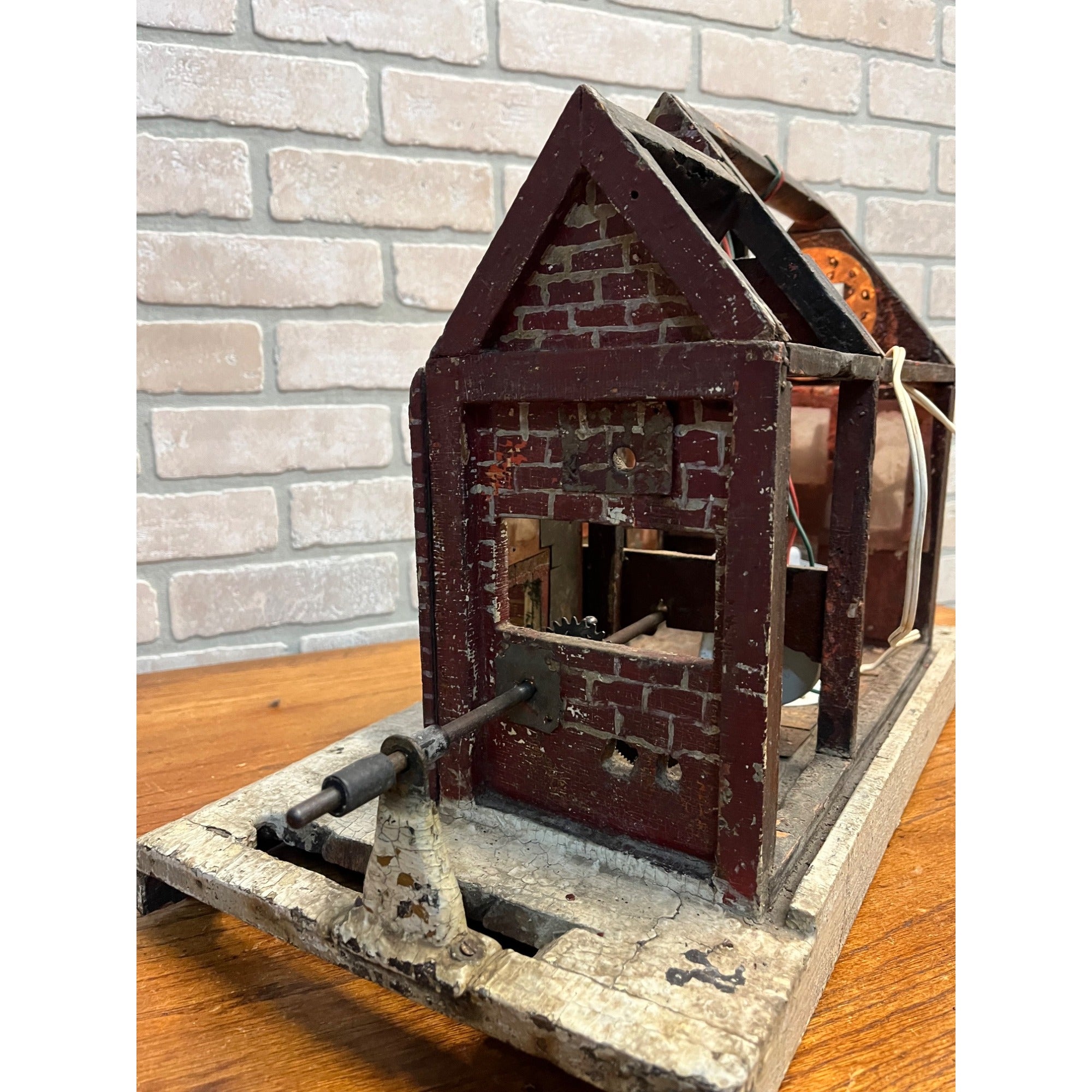 Antique Old Handmade Folk Art Wooden Primitive LARGE Lighted Christmas House