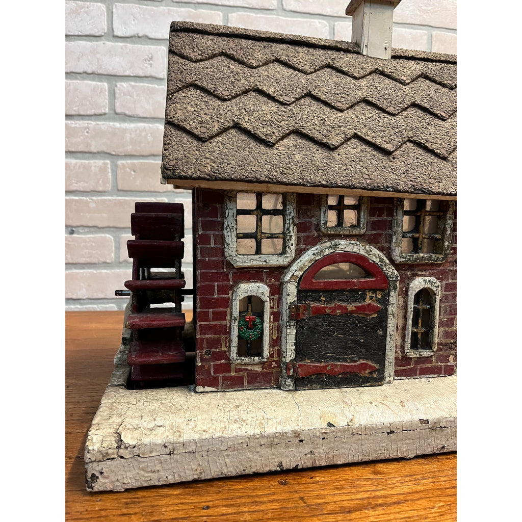 Antique Old Handmade Folk Art Wooden Primitive LARGE Lighted Christmas House