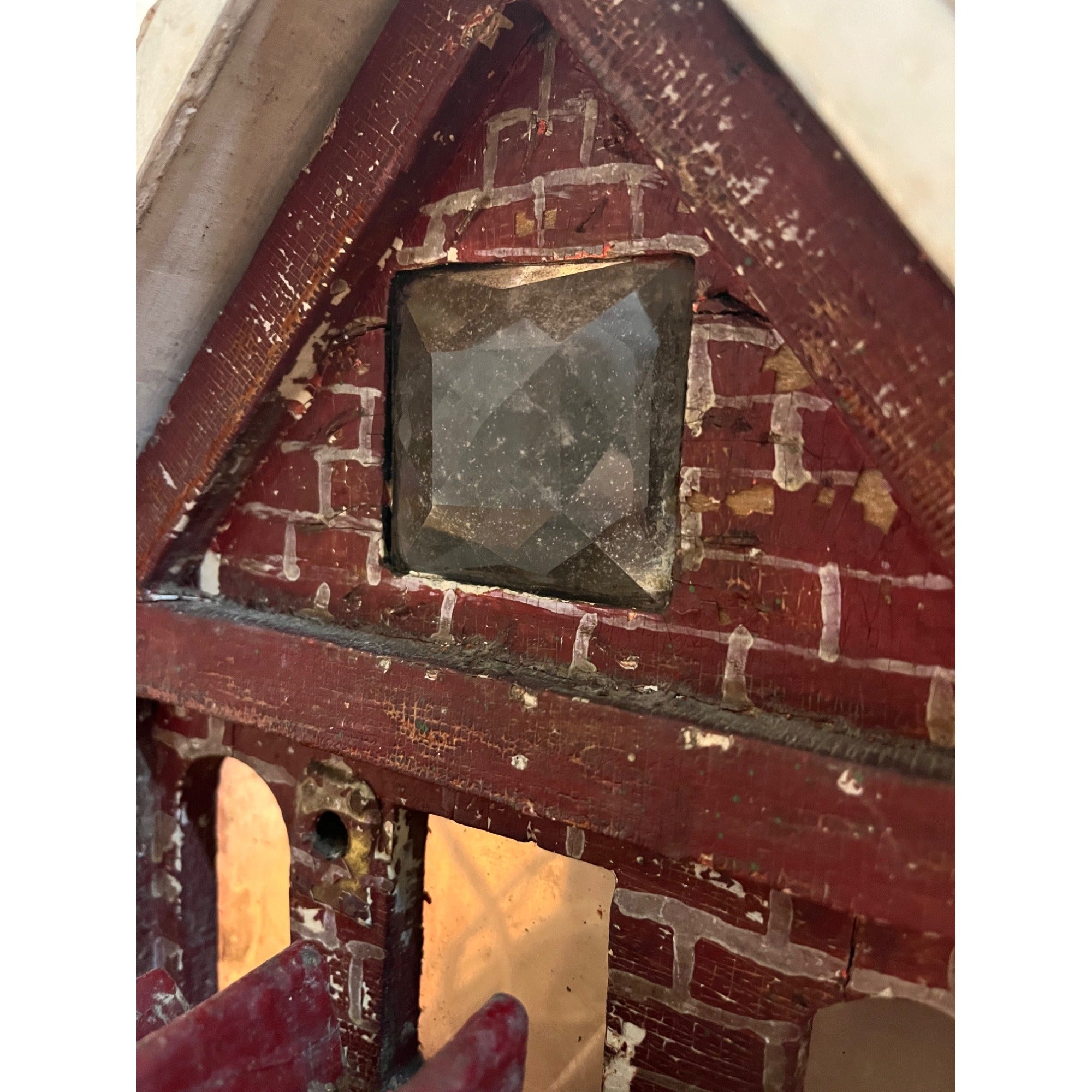 Antique Old Handmade Folk Art Wooden Primitive LARGE Lighted Christmas House