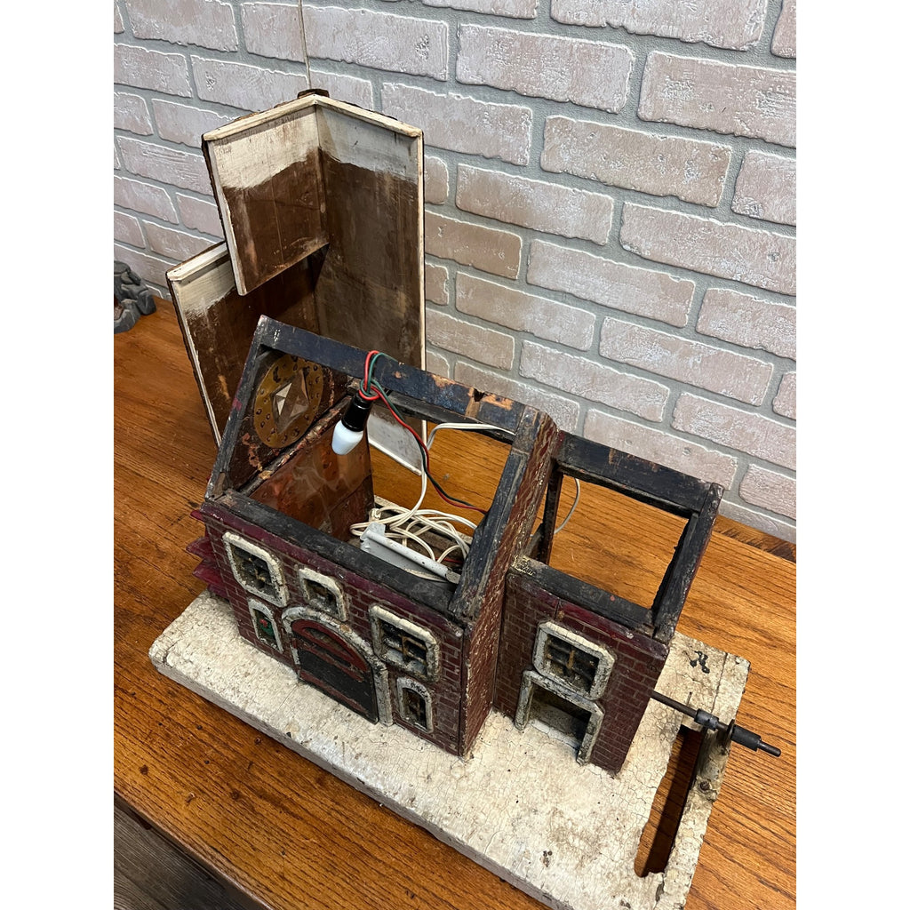 Antique Old Handmade Folk Art Wooden Primitive LARGE Lighted Christmas House