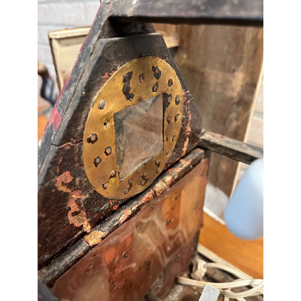 Antique Old Handmade Folk Art Wooden Primitive LARGE Lighted Christmas House