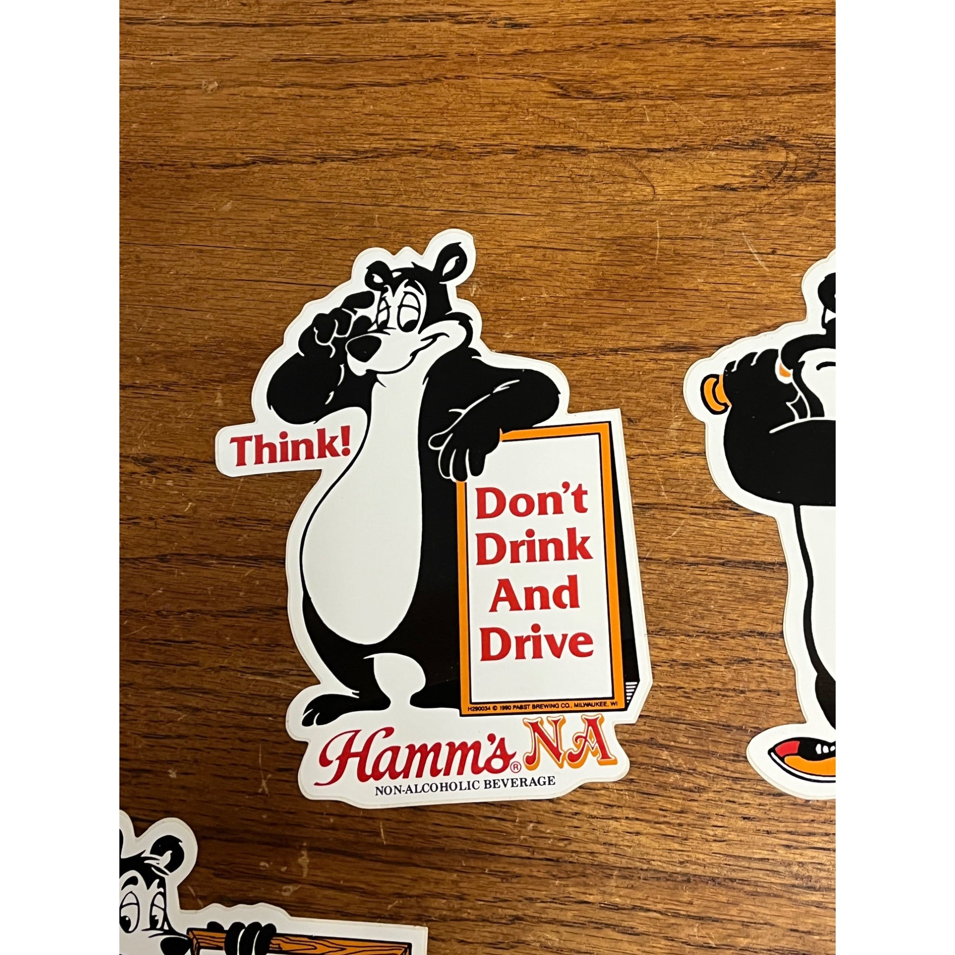 Vintage 1990 Hamm's Beer Bear Decal Stickers Unused Lot (6) Baseball NA ++