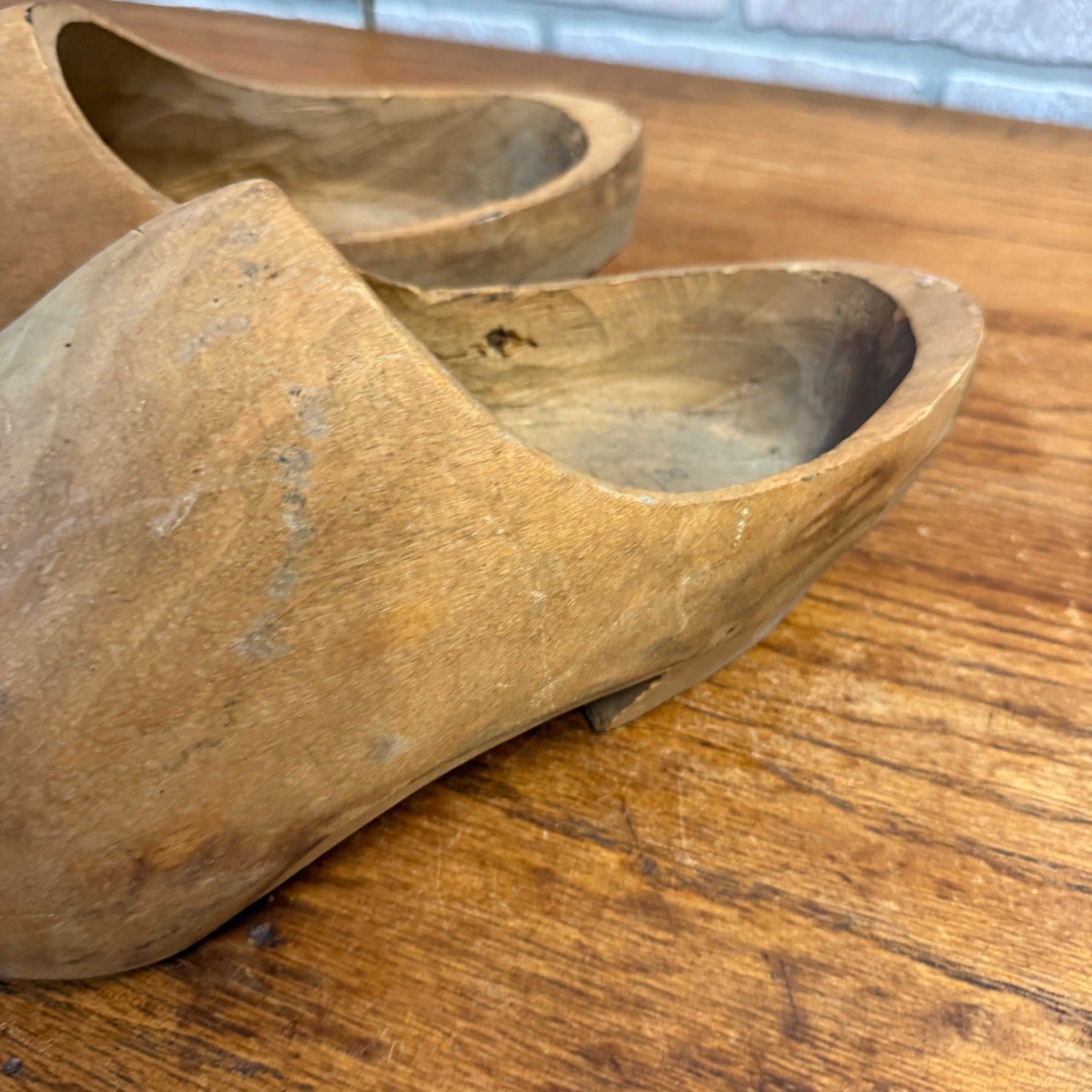 Antique Wooden Hand Carved Clog Shoes Primitive Decor