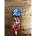 Original 1940s Miller High Life Beer Girl on Moon Celluloid Pin w/ Hanger