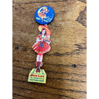 Original 1940s Miller High Life Beer Girl on Moon Celluloid Pin w/ Hanger
