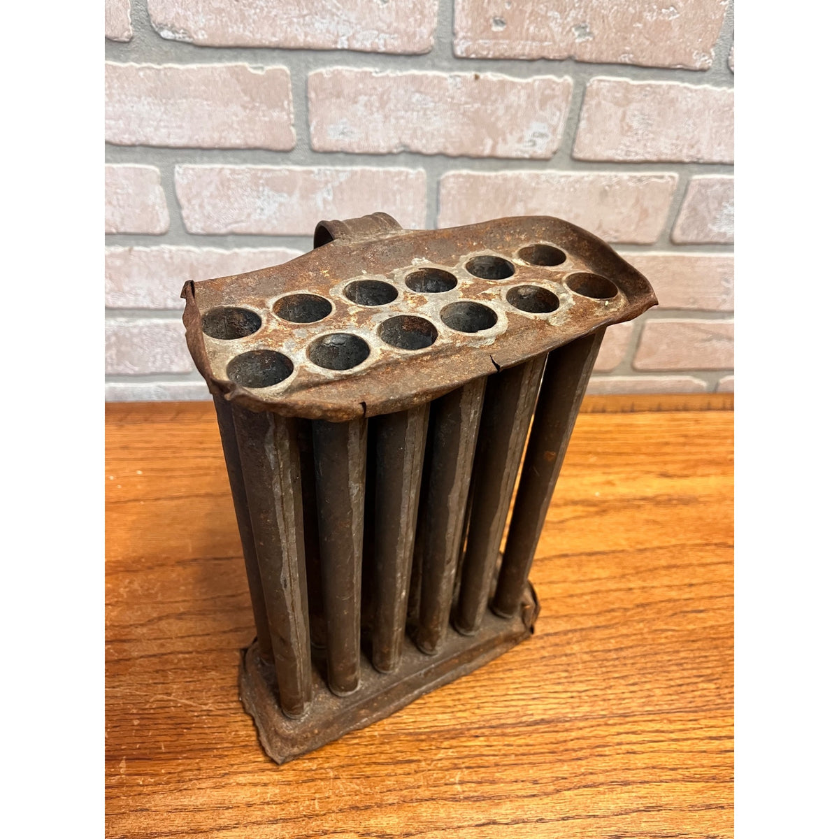Early Antique 12 Tube Tin Taper Candle Mold Primitive Farmhouse AAFA Folk Art