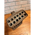 Early Antique 12 Tube Tin Taper Candle Mold Primitive Farmhouse AAFA Folk Art