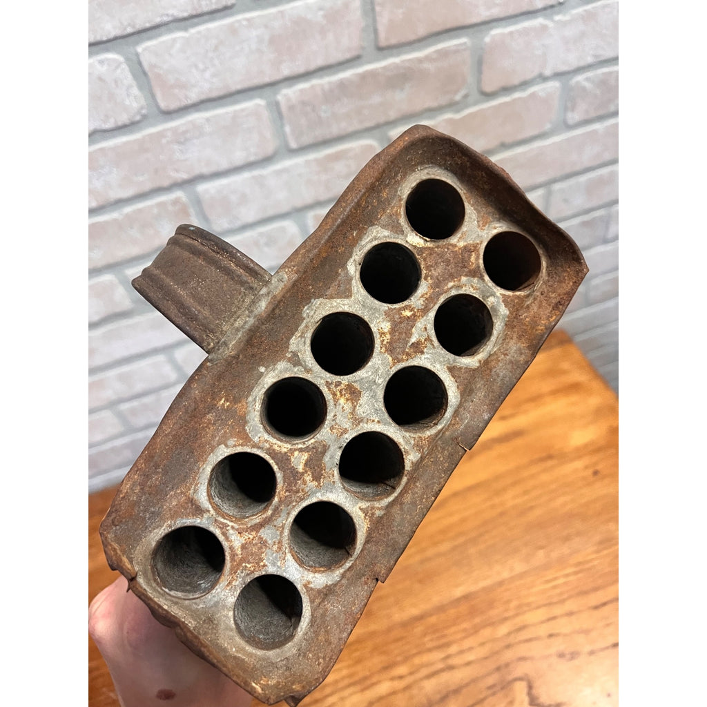 Early Antique 12 Tube Tin Taper Candle Mold Primitive Farmhouse AAFA Folk Art