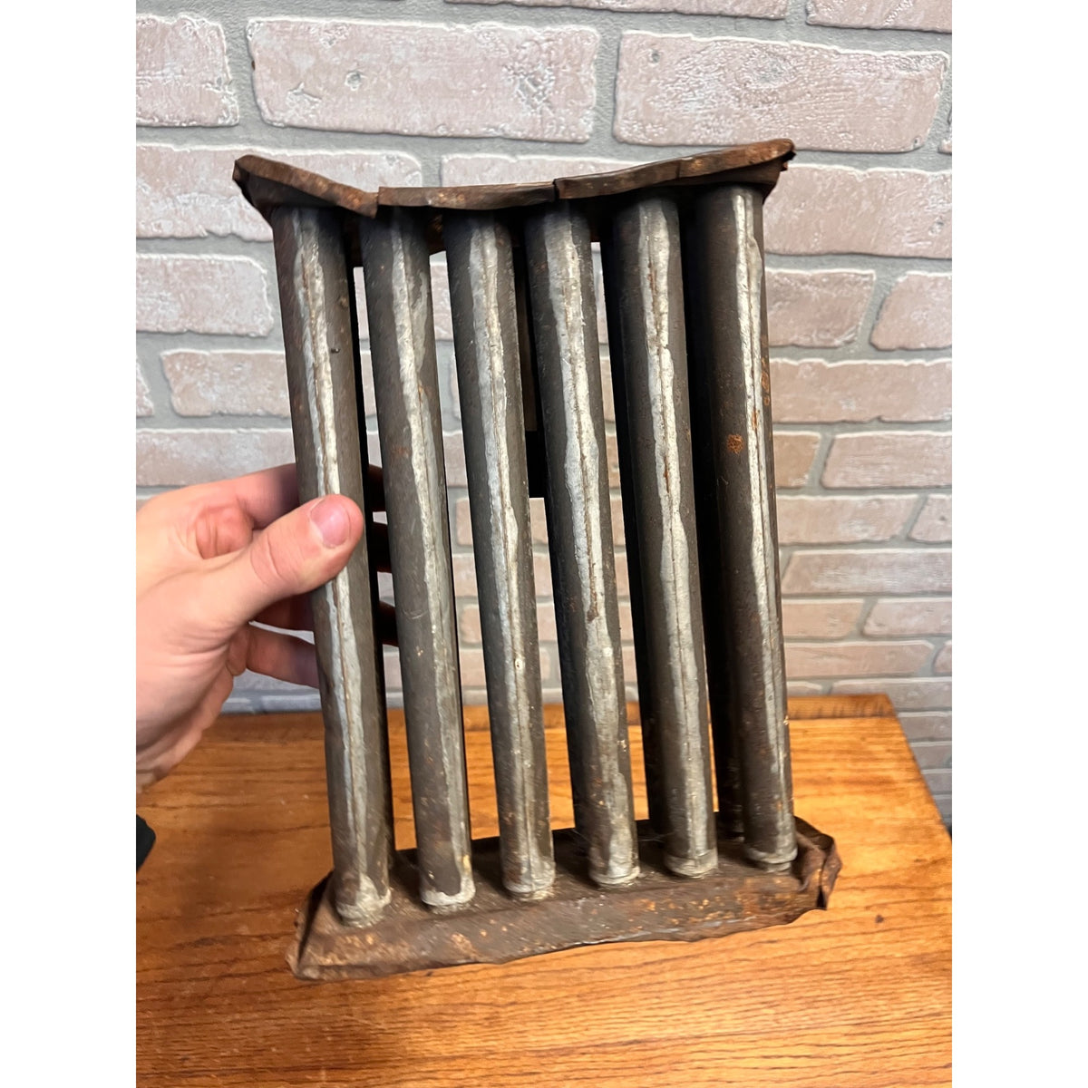 Early Antique 12 Tube Tin Taper Candle Mold Primitive Farmhouse AAFA Folk Art