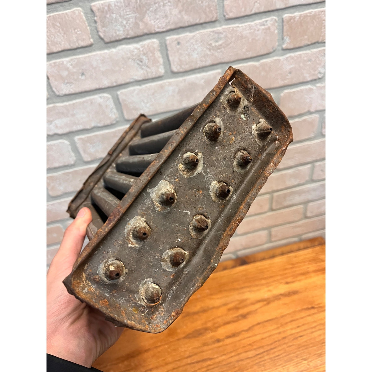 Early Antique 12 Tube Tin Taper Candle Mold Primitive Farmhouse AAFA Folk Art